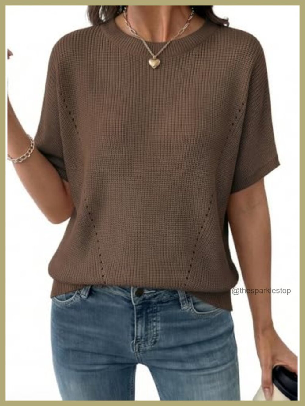 Short Sleeve Rib-Knit Sweater Off Shoulder Loose Fit Pullover Top